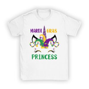 Cute Mardi Gras Princess Shirt Kids Toddler Girl Outfit T-Shirt