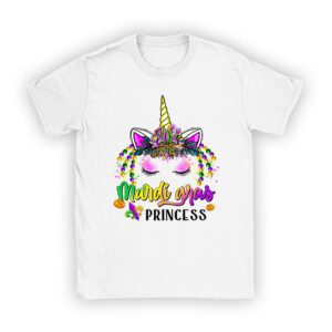 Cute Mardi Gras Princess Shirt Kids Toddler Girl Outfit T-Shirt