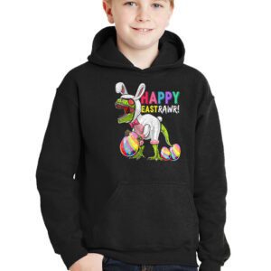 Easter Day Dinosaur Funny Happy Eastrawr T Rex Easter Hoodie 3 4