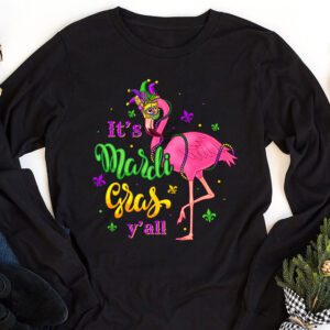 Funny Carnival Party Gift Idea Flamingo Mardi Gras Longsleeve Tee 1 1