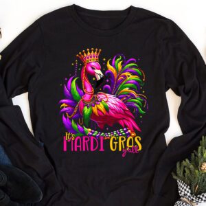 Funny Carnival Party Gift Idea Flamingo Mardi Gras Longsleeve Tee 1 2