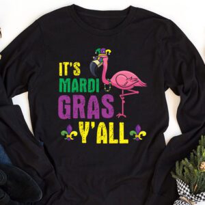 Funny Carnival Party Gift Idea Flamingo Mardi Gras Longsleeve Tee 1 3