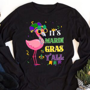 Funny Carnival Party Gift Idea Flamingo Mardi Gras Longsleeve Tee 1 4