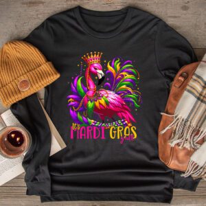 Funny Carnival Party Gift Idea Flamingo Mardi Gras Longsleeve Tee