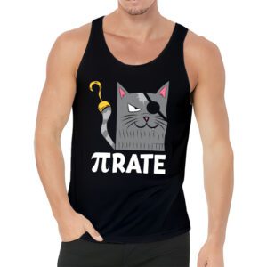 Funny Pi Day Math Science Cat Pirate Tank Top 3 4