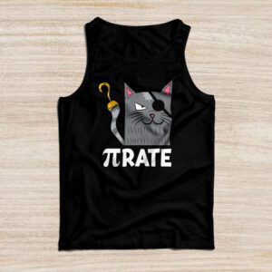 Funny Pi Day Math Science Cat Pirate Tank Top