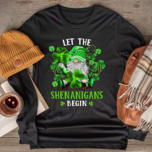 Gnome Tie Dye Shamrock Let Shenanigans Begin St Patricks Day Longsleeve Tee