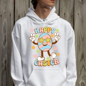 Groovy Happy Easter Day Colorful Egg Hunting Cute Bunny Girl Womens Hoodie 2 4