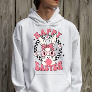 Groovy Happy Easter Day Colorful Egg Hunting Cute Bunny Girl Womens Hoodie 2 6