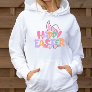 Groovy Happy Easter Day Colorful Egg Hunting Cute Bunny Girl Womens Hoodie 3 1