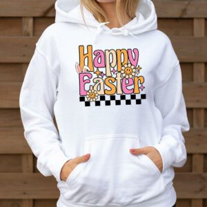 Groovy Happy Easter Day Colorful Egg Hunting Cute Bunny Girl Womens Hoodie 3 2