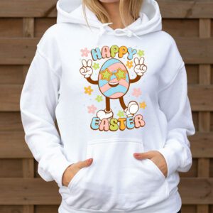 Groovy Happy Easter Day Colorful Egg Hunting Cute Bunny Girl Womens Hoodie 3 4