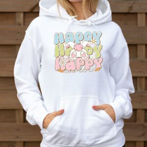 Groovy Happy Easter Day Colorful Egg Hunting Cute Bunny Girl Womens Hoodie 3 5