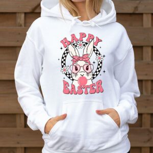 Groovy Happy Easter Day Colorful Egg Hunting Cute Bunny Girl Womens Hoodie 3 6