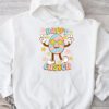 Groovy Happy Easter Day Colorful Egg Hunting Cute Bunny Girl Womens Hoodie
