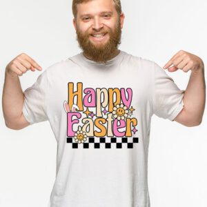 Groovy Happy Easter Day Colorful Egg Hunting Cute Bunny Girl Womens T Shirt 2 2