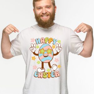 Groovy Happy Easter Day Colorful Egg Hunting Cute Bunny Girl Womens T Shirt 2 4