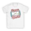 Groovy Happy Easter Day Colorful Egg Hunting Cute Bunny Girl Womens T-Shirt