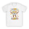 Groovy Happy Easter Day Colorful Egg Hunting Cute Bunny Girl Womens T-Shirt
