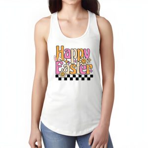 Groovy Happy Easter Day Colorful Egg Hunting Cute Bunny Girl Womens Tank Top 1 2
