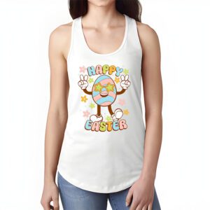 Groovy Happy Easter Day Colorful Egg Hunting Cute Bunny Girl Womens Tank Top 1 4