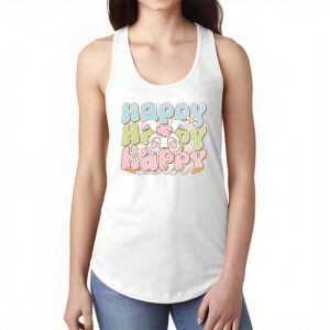 Groovy Happy Easter Day Colorful Egg Hunting Cute Bunny Girl Womens Tank Top 1 5