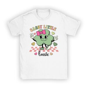 Groovy St Patricks Day Shirt Sassy Little Lassie Kids Toddler Girl T-Shirt