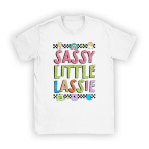 Groovy St Patricks Day Shirt Sassy Little Lassie Kids Toddler Girl T-Shirt