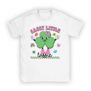 Groovy St Patricks Day Shirt Sassy Little Lassie Kids Toddler Girl T-Shirt