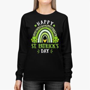 Happy St. Patricks Day Leopard Print Rainbow Shamrock Irish Longsleeve Tee 2 1