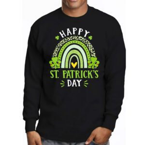 Happy St. Patricks Day Leopard Print Rainbow Shamrock Irish Longsleeve Tee 3 1