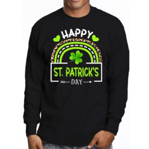 Happy St. Patricks Day Leopard Print Rainbow Shamrock Irish Longsleeve Tee 3 4