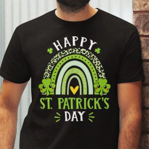 Happy St. Patricks Day Leopard Print Rainbow Shamrock Irish T Shirt 2 1