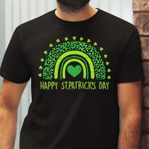 Happy St. Patricks Day Leopard Print Rainbow Shamrock Irish T Shirt 2