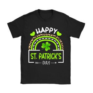 Happy St. Patricks Day Leopard Print Rainbow Shamrock Irish T-Shirt