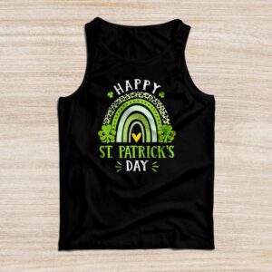 Happy St. Patricks Day Leopard Print Rainbow Shamrock Irish Tank Top