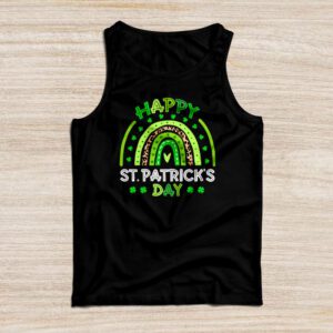 Happy St. Patricks Day Leopard Print Rainbow Shamrock Irish Tank Top