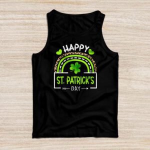 Happy St. Patricks Day Leopard Print Rainbow Shamrock Irish Tank Top