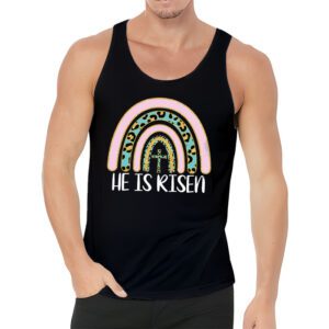 He Is Risen Rainbow Leopard Happy Easter Day Christian Jesus Tank Top 3