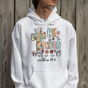 He is Risen Jesus Christian Happy Easter Floral Wreath Women Hoodie 2 3