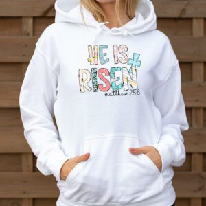 He is Risen Jesus Christian Happy Easter Floral Wreath Women Hoodie 3 6