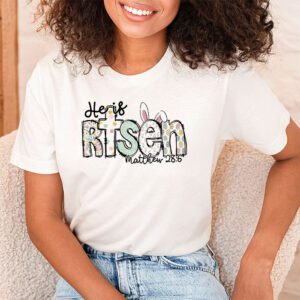 He is Risen Jesus Christian Happy Easter Floral Wreath Women T Shirt 1