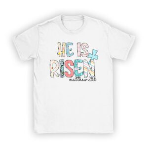 He is Risen Jesus Christian Happy Easter Floral Wreath Women T-Shirt