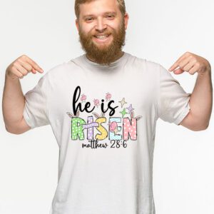 He is Risen Jesus Christian Happy Easter Floral Wreath Women T Shirt 2 4