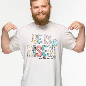 He is Risen Jesus Christian Happy Easter Floral Wreath Women T Shirt 2 8