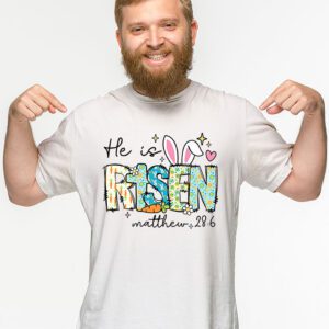 He is Risen Jesus Christian Happy Easter Floral Wreath Women T Shirt 2 9