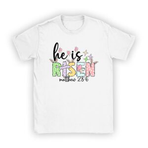 He is Risen Jesus Christian Happy Easter Floral Wreath Women T-Shirt