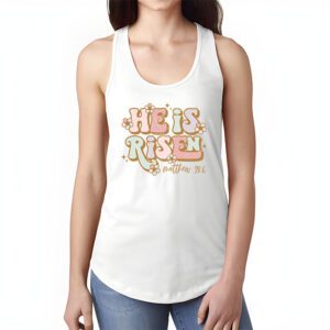 He is Risen Jesus Christian Happy Easter Floral Wreath Women Tank Top 1 2