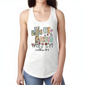 He is Risen Jesus Christian Happy Easter Floral Wreath Women Tank Top 1 3