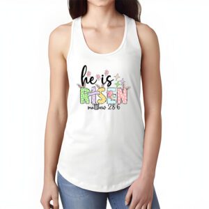 He is Risen Jesus Christian Happy Easter Floral Wreath Women Tank Top 1 4